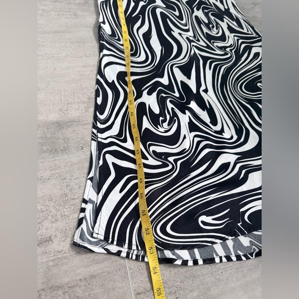 Bershka Black White Swirl Print Long Sleeve Midi Dress With Slits Size XX - Picture 12 of 13